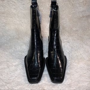 NWT ZARA ANIMAL PRINT COWBOY HEELED ANKLE BOOTS